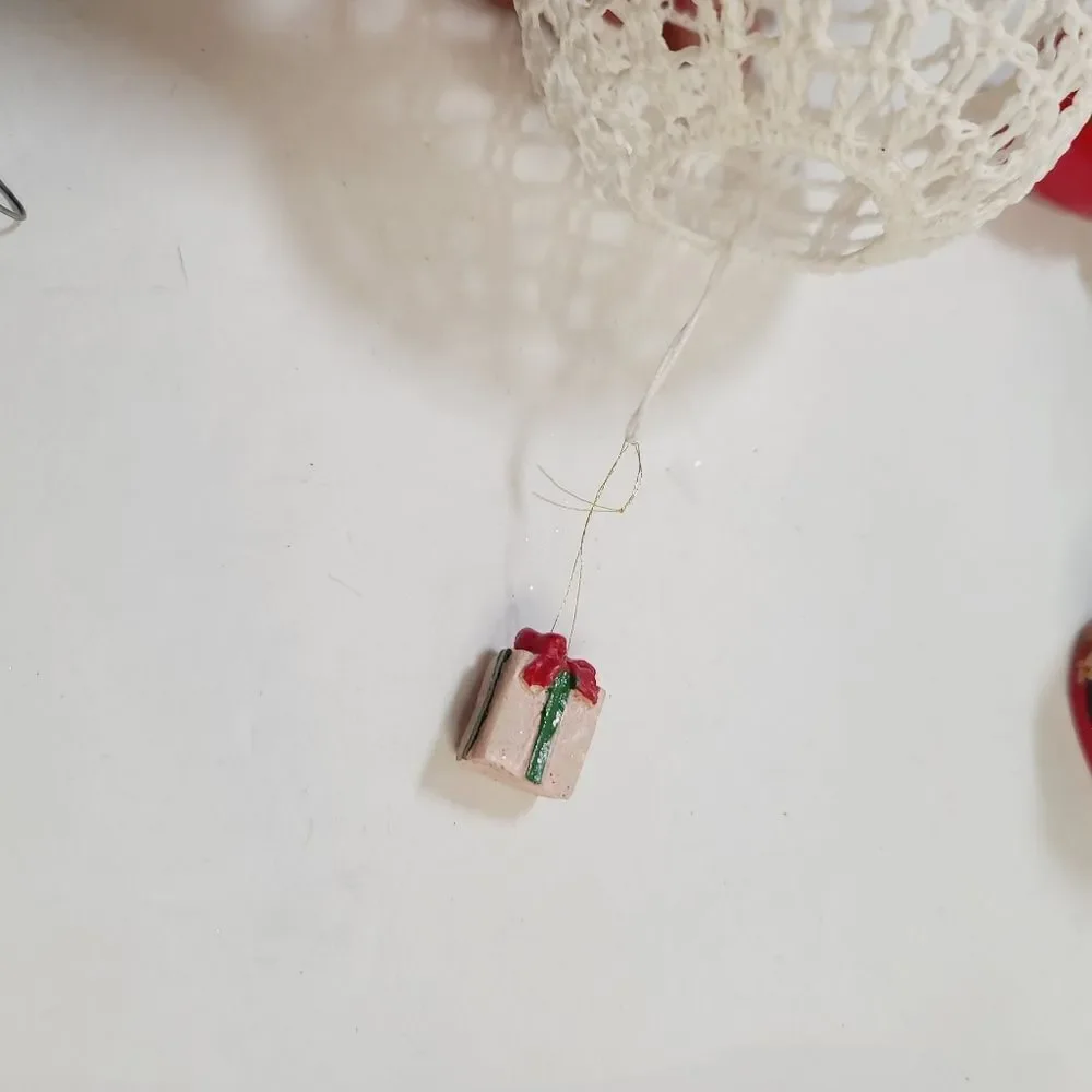 Bundle lot of 7 Vintage Christmas Tree Ornaments Mrs Clause Apple Pine Cone